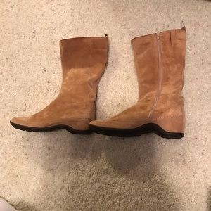 Soft suede mid calf boots
